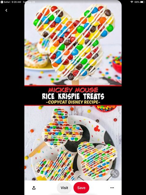 Mickey Mouse Rice Krispie Treats, Mickey Snacks, Mickey Mouse Treats, Décoration Baby Shower, Chocolate Rice Krispie Treats, Disney Inspired Food, Mickey Mouse Cookies, Disney Desserts, Krispie Treats Recipe