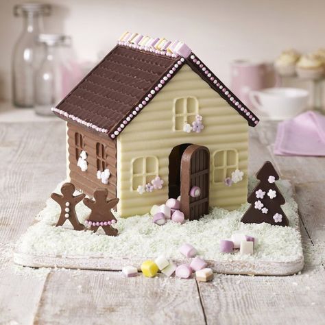 christmas-fairy-tale-cottage-cake-chocolate-mould Fairy Tale Cottage, Chocolate Moulds, Chocolate House, Chocolate Santa, Silicone Chocolate Molds, House Cake, Christmas Cake Decorations, Candy House, Christmas Gingerbread House