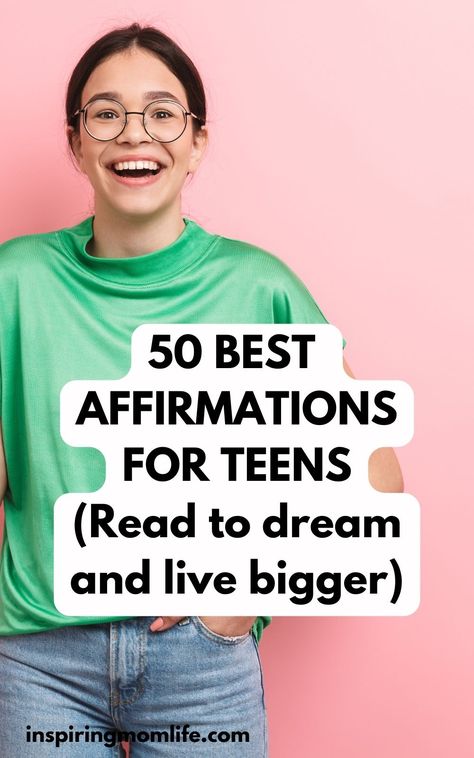 Visit InspiringMomlife.com for more info on: 50 Best Affirmations for teens | Positive affirmations Daily affirmations Morning affirmations Affirmations For Teen Girls, Vision Board Positive, Affirmations Vision Board, Best Affirmations, Quotes For Inspiration, Mommy Makeover, Motivation Positive, Morning Affirmations, Self Affirmations