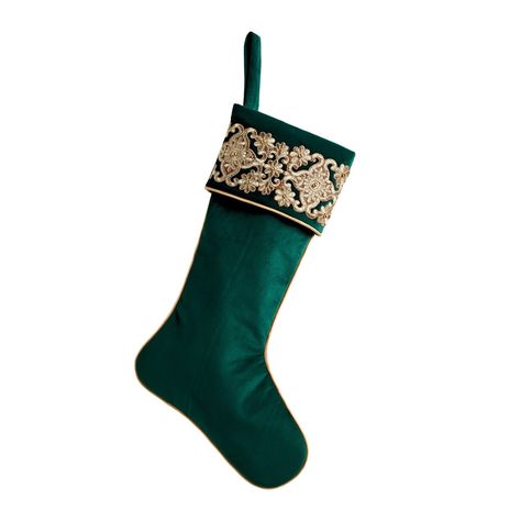 Green Fairy Loft •~• holiday stocking Christmas Tree Goals, Christmas Stocking Ideas, Gold Holiday Decor, Black Southern Belle, Green Christmas Tree Decorations, Cute Christmas Stockings, Burlap Christmas Stockings, Christmas Velvet, Plaid Christmas Stockings