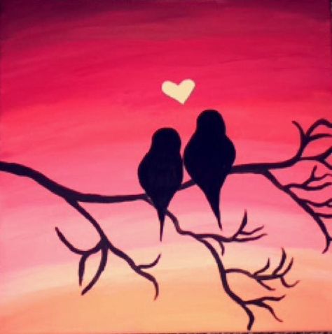 Painting Representing Love, Spring Pencil Drawings, Love Artwork Romantic Painting, Cute Romantic Paintings Easy, Painting Ideas On Canvas Romantic, Love Birds Drawing Simple, Easy Romantic Paintings, Love Painting Romantic Easy, Love Painting Ideas For Him