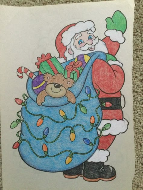 Christmas Drawing Painting, Santaclos Drawing, Christmas Themed Drawing Ideas, Santa Claus Sketch Drawing, Santa Claus Drawings, Cristhmas Drawings, Christmas Drawings Beautiful, Christmas Santa Claus Drawing, Christmas Day Drawing