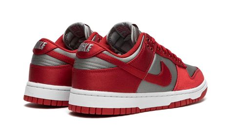 NIKE DUNK LOW "UNLV Satin" Sneakers Box, Dunk Low Nike, School Pack, Kobe Shoes, Retro Basketball Shoes, Nike Branding, Retro Basketball, Satin Shoes, Basic Hoodie