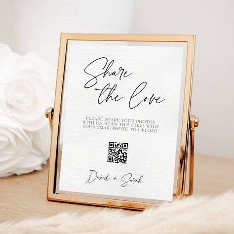 Share the Love QR Code Sign, Minimalist Wedding Photos QR Sign, Share Wedding Guest Photos, Share QR Code, 5x7 or 8x10, edit design in Corjl by CreativePapier on Etsy Wedding Guest Photos, Love Qr Code, Wedding Guests Photos, Qr Code Sign, New Years Wedding, Edit Design, Candid Wedding Photos, Mac Laptop, Qr Codes