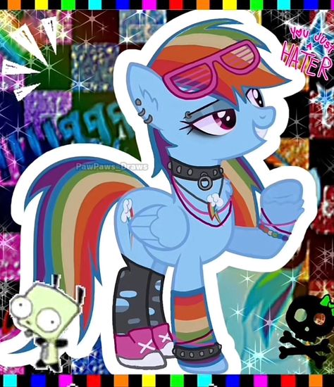 Scene Emo Art, Scene Kid Art, Scene Pfp, Scene Icons, My Little Pony Rainbow Dash, Scene Wallpaper, Scene Core, Scene Drawing, Emo Art