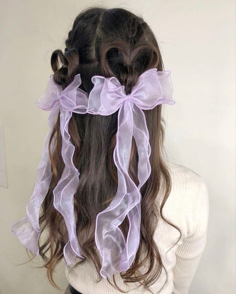 Cute pretty Valentine’s Day hairstyles messy cute trendy Japanese style Aesthetic Ribbon, Hairstyle Ideas Easy, Hair Bow Clips, Tutorial Ideas, Kawaii Hairstyles, Trendy Hairstyle, Easy Hairstyle, Ribbon Hairstyle, Peinados Fáciles Para Cabello Corto