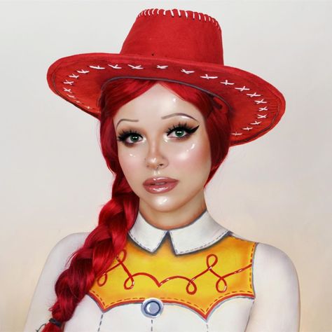 KIMBERLEYMARGARITA👽 on Instagram: “JESSIE 🐎 I had to do a glam Jessie for the next in my Pixar series 💛 The shirt is all #makeup 🐴 have you seen Toy Story 4? Did you like it?…” Homeade Halloween Costumes, Makeup Toys, Makeup Effects, Creepy Halloween Makeup, Classic Halloween Costumes, Jessie Toy Story, Halloween Cans, Disney Makeup, Makeup Challenges