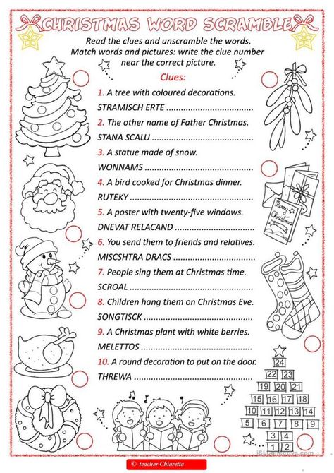 Christmas Worksheet, Christmas Word Scramble, Teach English Online, Math Mystery Picture, Christmas Composition, Teaching English Online, Christmas Worksheets, French People, Christmas Kindergarten