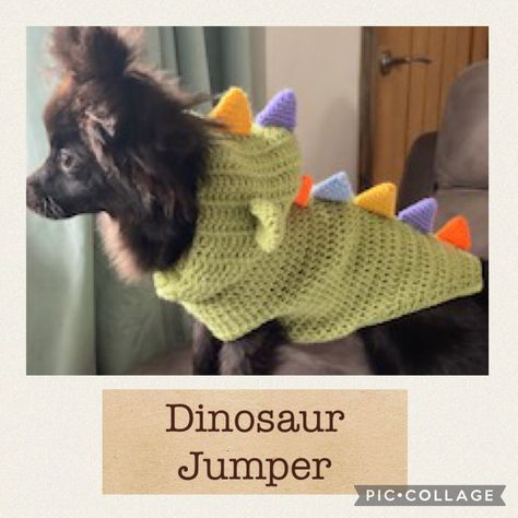 Excited to share this item from my #etsy shop: Crochet Dinosaur Jumper sweater Pattern Dinosaur Jumper, Diy Dog Sweater, Crochet Jumper Pattern, Crochet Pour Halloween, Crochet Dog Clothes, Hoodie Sewing Pattern, Dog Sweater Crochet Pattern, Dinosaur Sweater, Sphynx Cat Clothes