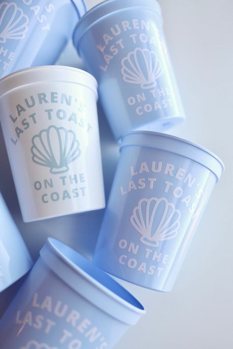 Bach Trip Gifts, Bachelorette Party Ideas Beach, Last Toast On The Coast Bachelorette, Beach Bachelorette Party Themes, Bach Party Gifts, Coast Bachelorette Party, Toast On The Coast Bachelorette, Charleston Bachelorette Party, Bride Cup