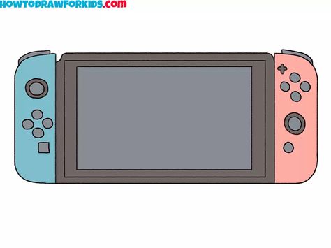 How to Draw a Nintendo Switch - Easy Drawing Tutorial For Kids Nintendo Switch Drawing, Switch Drawing, Cute Nintendo Switch, Easy Drawing Tutorial, Drawing Tutorials For Kids, Nintendo Characters, Drawing Tutorial Easy, Easy Drawing, Cute Easy Drawings