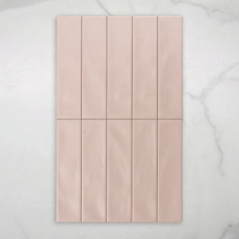 Whitehaven Pink Wavy Satin Ceramic Subway Tile 68x280mm Pastel Subway Tile, Pink Subway Tile, Tile Choice, Pink Ceramic Tile, Tiles Terracotta, Travertine Tiles, Wood Plank Flooring, Tiles Marble, Floor Renovation