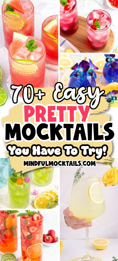 Here you'll find simple Spring mocktails that are easy to make at home, with no bartending skills required. Cool Mocktail Ideas, None Alcoholic Drinks To Make, Pom Mocktail, Colorful Mocktail Recipe, Homemade Mocktail Recipe, Mocktails Margaritas, Fun Mocktails Non Alcoholic, Themed Mocktail Ideas, Refreshing Mocktails Non Alcoholic