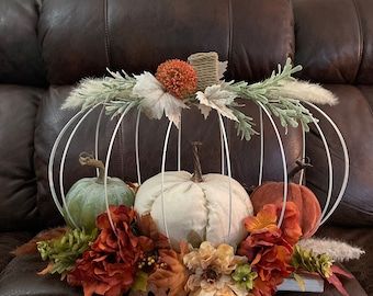 MissFortunesByTammy - Etsy Hutto Texas, Colored Pumpkins, Pumpkins And Flowers, Fall Floral Centerpieces, Baby Shower Table Centerpieces, Fall Pumpkin Centerpieces, Easy Fall Wreaths, Fall Decor Wreaths, Dollar Tree Pumpkins