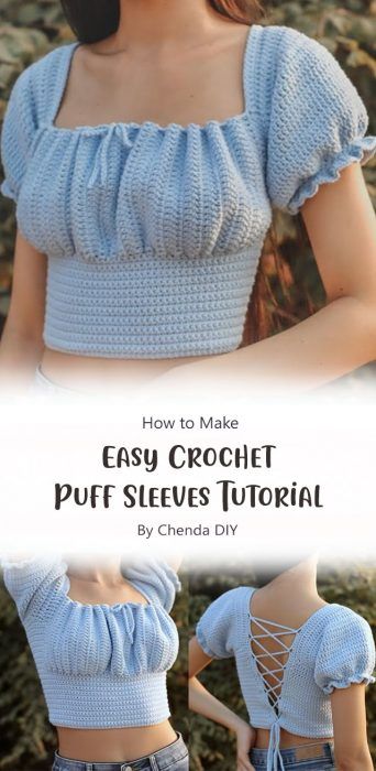 Easy Crochet Top Puff Sleeves Free Pattern Ideas - Carolinamontoni.com Crochet Vera Top, Crochet Shirt Pattern, Confection Au Crochet, Crochet Crop Top Pattern, Mode Crochet, Crochet Tops Free Patterns, Crochet Design Pattern, Crochet Simple, Crochet Inspo