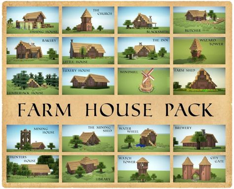 Minecraft Farm House, Minecraft Building Guide, Minecraft Interior Design, Minecraft Farm, Bangunan Minecraft, Minecraft Medieval, Minecraft City, Minecraft Plans, Minecraft Tips