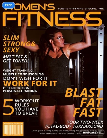 Download this professionally designed magazine cover that you can download for free. Perfect for crafting a cover page for a women’s fitness magazine. This fully layered template is free to download and easy to edit and customize. Fitness Magazine Cover, Mens Fitness Magazine, Magazine Cover Template, Womens Health Magazine, Workout Training Programs, Get Toned, Fitness Magazine, Magazine Cover Design, Men's Fitness