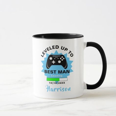 Wedding  Best Man Leveled Up Gamer Fun Glass Mug Diy Groomsmen Gifts, Wedding Best Man, Gamer Wedding, Groomsmen Gifts Unique, Be My Groomsman, Bachelor Party Gifts, Groomsmen Proposal, Presents For Men, Glass Mug