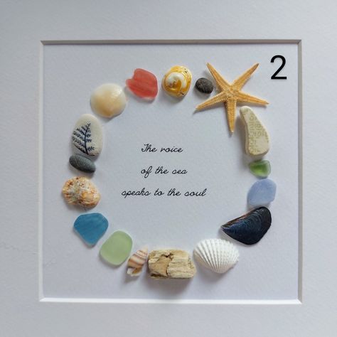 Sea Glass Art Picture - Etsy Shell Artwork, Pebble Art Family, Glass Art Pictures, Images D'art, Glass Craft, Pebble Pictures, Sea Glass Crafts, Sea Pottery, Glass Pictures