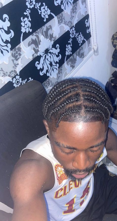 Braids for starters braids Hair Plaits For Men, Braid For Men Short Hair, Small Men Braids, Black Hairstyles Short Braids, Male Individual Braids, Men Cornrow Hairstyles Short, Braids For Men Cornrows Short Hair, Cornrows With Short Hair, Middle Part Braids Men