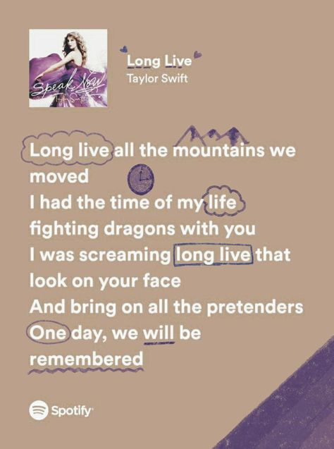 Speak Now Taylor Swift Spotify, Long Live Aesthetic, Live Aesthetic, Taylor Swift Spotify, Speak Now Taylor Swift, Taylor Swfit, Taylor Swift Song Lyrics, Now Quotes, Lyrics To Live By