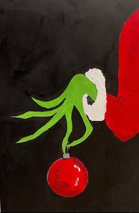 16 Easy Christmas Painting Ideas Anyone Can Do! - The Mummy Front Kids Christmas Canvas, Easy Christmas Painting, Grinch Painting, Easy Christmas Paintings, Christmas Canvas Painting, Canvas Painting Tutorial, Paintings Christmas, Christmas Painting Ideas, Christmas Desk