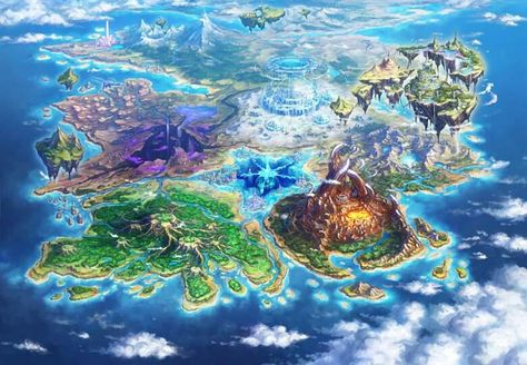 الفن الرقمي, Fantasy World Map, Fantasy Island, Fantasy City, Fantasy Castle, Fantasy Setting, Fantasy Map, Fantasy Art Landscapes, Dessin Adorable