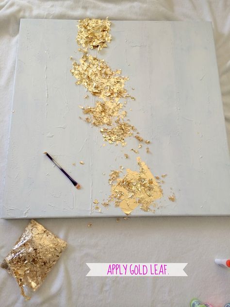 LiveLoveDIY: How To Make Gold Leaf Art (Round Two)! Abstract Art Gold Leaf, Gold Foil Art Diy, Modeling Paste Art, Bild Gold, Gold Leaf Paint, Cuadros Diy, Modeling Paste, Paint Canvas, Gold Leaf Art