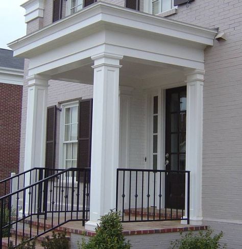 Colonial Portico, Fiberglass Columns, Front Porch Columns, Portico Design, Porch Kits, Porch Design Ideas, Square Columns, Porch Addition, Building A Porch