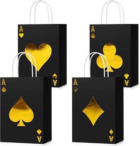 Amazon.com: Trandraft 16 Pcs Casino Party Favor Gift Bags with Handles Casino Theme Party Supplies 8.3 x 5.9 x 3.2 Poker Goody Treat Paper Bags for Casino Birthday Party Decor (Gold) : Health & Household Las Vegas Party Theme Decorations, Game Night Birthday Party Decorations, Spades Party Ideas, Gambling Party Ideas, 50th Birthday Party Favors Men, Casino Party Favors, Adult Party Bags, Las Vegas Party Theme, Adult Party Favors