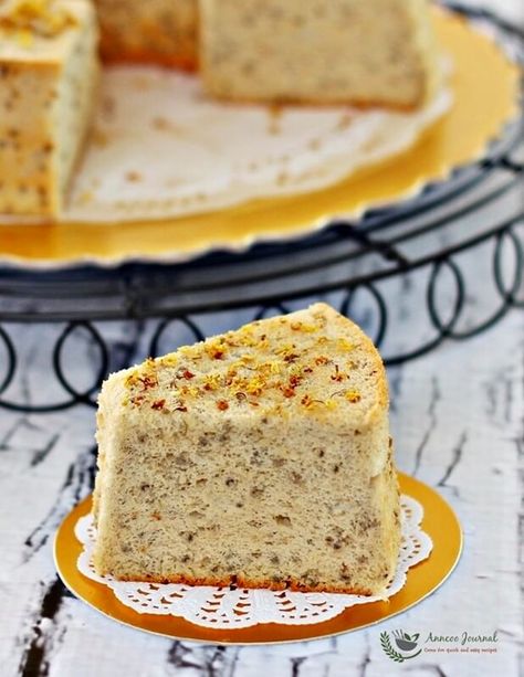 I love osmanthus and the scent is so soothing. I’m sure you can tell that I love osmanthus very much as I’ve shared my osmanthus recipes with you before. So today, I’m sharing this Osmanthus Chia Seed Chiffon Cake with you. This recipe is similar to my Earl Grey Tea Chiffon cake but with a … Asian Cakes, Lithuanian Recipes, Resipi Kek, Japanese Cake, Cotton Cake, Sponge Cakes, Angel Cake, Delicious Cake Recipes, Quick And Easy Recipes