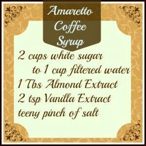 How to make amaretto coffee syrup Amaretto Recipes, Coffee Syrup Recipe, Amaretto Coffee, Diy Coffee Creamer, Homemade Coffee Syrup, Fabulously Frugal, Coffee Syrups, Homemade Coffee Creamer, Coffee Tips