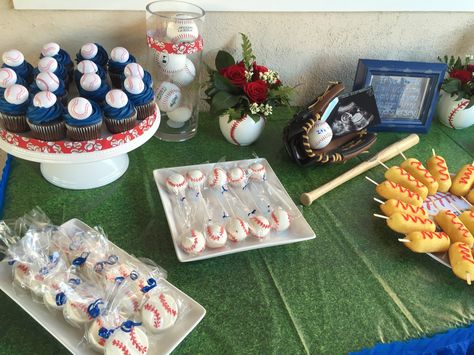 Baseball dessert table Baseball Theme Dessert Table, Rookie Of The Year Dessert Table, Baseball Party Dessert Table, Baseball Candy Table Ideas, Baseball Theme Desserts, Rookie Year Dessert Table, Rookie Of The Year Table Decorations, Baseball Theme Candy Table, Baseball Or Bows Dessert Table