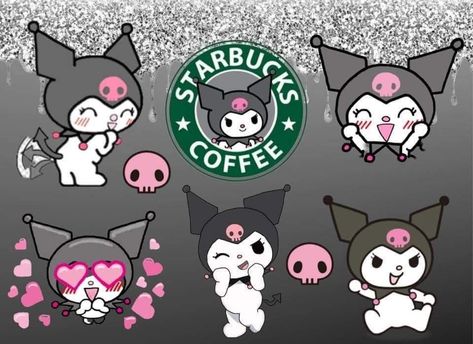 Kuromi Starbucks Cup, Hello Kitty Tumbler Wrap, Make Up Bag Ideas, Disney Templates, Starbucks Design, Kids Wraps, Sublimation Ideas Projects Inspiration, Starbucks Logo, Hello Kitty Backgrounds