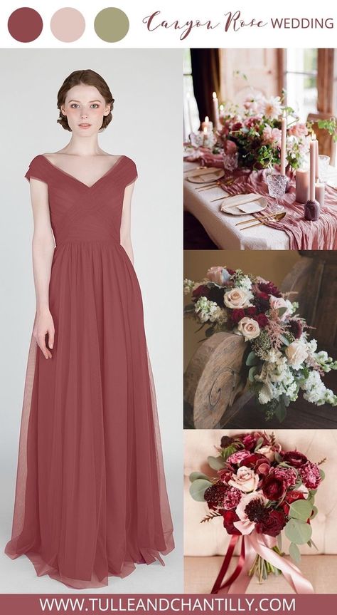 Canyon Rose Wedding, Merlot Wedding, Wedding Dress Separates, Wedding Motif, 2 Piece Wedding Dress, With Bridesmaid, Canyon Rose, Cinnamon Rose, Wedding Color Ideas