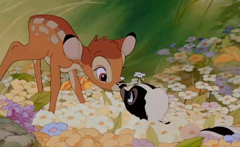 You can call me flower if you want to Bambi 1942, Bambi Characters, Bambi And Thumper, Bambi Disney, Vintage Cartoons, Disney Animated Movies, Images Disney, Disney Gif, Fallout 3