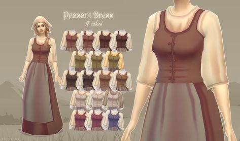 Mod The Sims - Female Peasant Set Ts4 Medieval, Peasant Outfit, Medieval Outfits, The Sims 4 Pack, Sims 4 Decades Challenge, Sims Medieval, Sims 4 Challenges, Sims 4 Cc Folder, Tumblr Sims 4