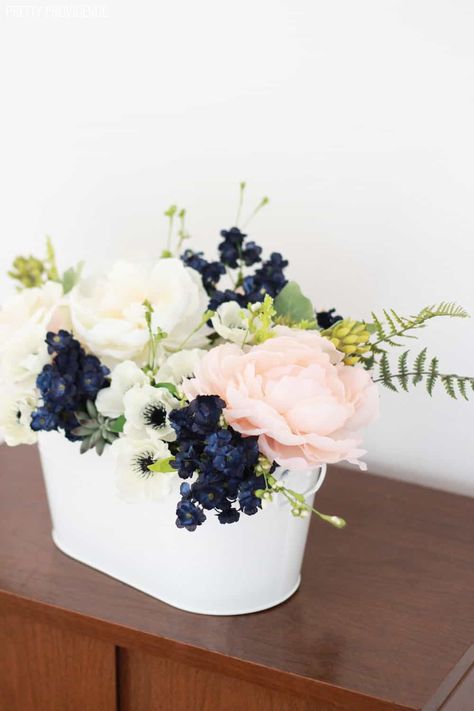 Navy Bridal Shower, Pink Flower Arrangements, Diy Arrangements, Gender Reveal Party Decorations, Gender Reveal Decorations, Baby Gender Reveal Party, Navy Flowers, Flowers Arrangements, Flower Arrangements Diy