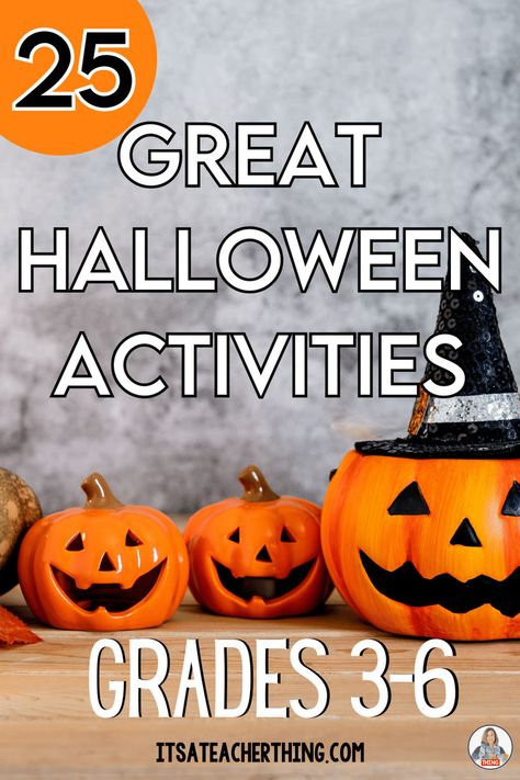 You’ll love these easy-to-use Halloween classroom activities for kids in 3rd, 4th, 5th, & 6th grades. From games to craft ideas, writing activities, to worksheets, these activities will keep your students engaged and learning. Add a little spooky fun to your lessons. Check out the details on the blog. Halloween Classroom Ideas, Middle School Halloween Activities, Steam Projects For Kids, Halloween Escape Room, Halloween Writing Activities, Fall Classroom Activities, Halloween Classroom Activities, Autumn Teaching Ideas, Activities For The Classroom