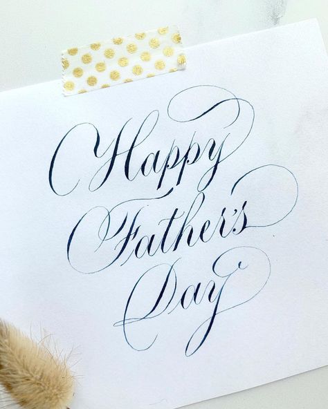 Benjawan on Instagram: “Happy Father’s Day!!!” Calligraphy Guide, Calligraphy Tattoo Fonts, Calligraphy Writing Styles, Doodles Easy, Mothers Day Cards Craft, Flourish Calligraphy, Brush Lettering Quotes, English Calligraphy, Calligraphy Signs