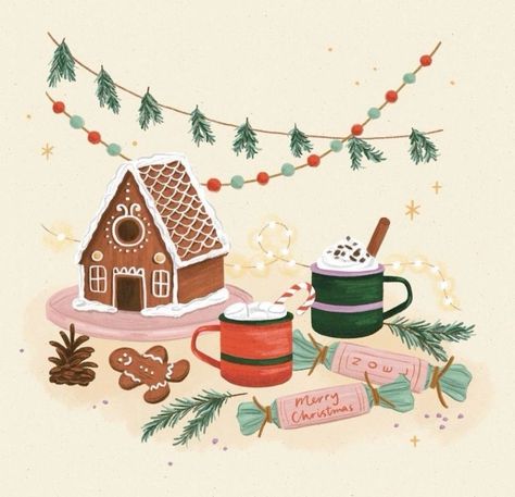 Winter Illustration, Cute Christmas Wallpaper, Christmas Icons, Christmas Drawing, Whimsical Illustration, Christmas Mood, Holiday Illustrations, Christmas Illustration, Art Instagram