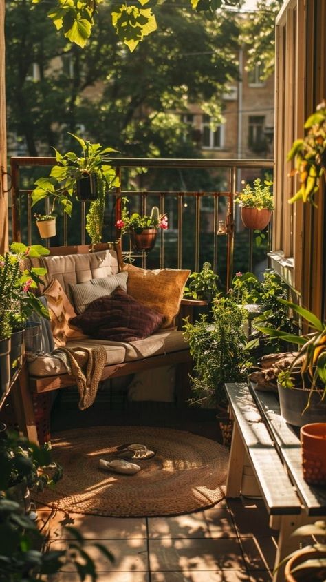 Curtains On Balcony, Rustic Balcony Ideas, Small Balcony Plants, Garden Apartment Balcony, Small Rooftop Ideas, Balcony Landscaping, Bohemian Landscape, Rustic Balcony, Ruffle Shower Curtain