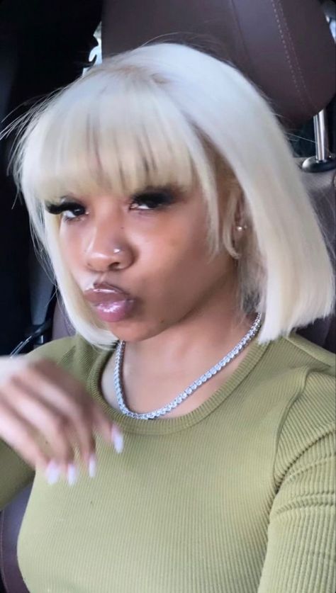 Colored Bob Wig Black Women, Blonde Bob Black Women, Ash Blonde Bob Wig, White Bob, Ash Blonde Bob, Wig Installs, Exotic Hairstyles, Quick Weave Hairstyles, Pretty Braided Hairstyles