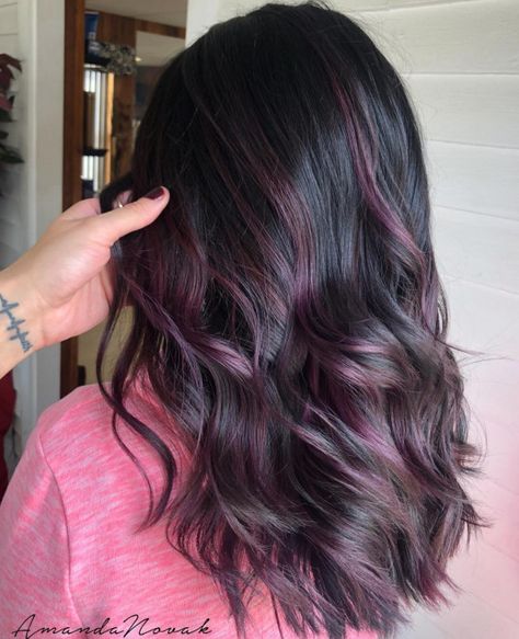 Blueberry Hair Color, Blackberry Hair Color, Blackberry Hair, Blackberry Hair Colour, Winter Hair Color Trends, Hair Color Pictures, Dark Purple Hair, Black Hair Balayage, Hair Color Underneath