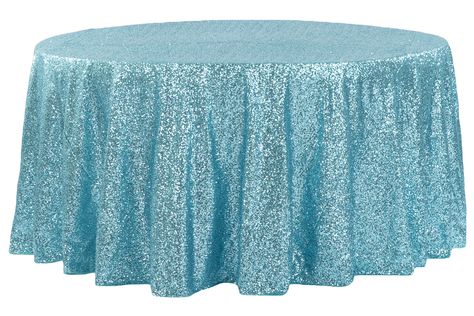 Glitz+Sequins+132"+Round+Tablecloth+-+Turquoise Gold Sequin Tablecloth, 120 Round Tablecloth, Sequin Tablecloth, Sequin Table, Banquet Decorations, Classic Candy, Party Table Cloth, White Table Cloth, Blue Table