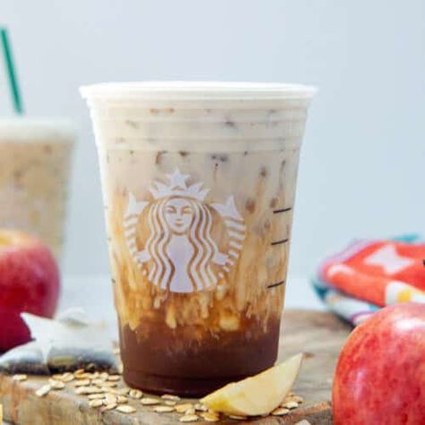 Iced Apple Crisp Nondairy Cream Chai {Starbucks Copycat} - We are not Martha Iced Apple Crisp Cream Chai, Apple Chai Starbucks, Starbucks Apple Crisp Chai, Apple Crisp Chai Latte Starbucks, Iced Apple Crisp Nondairy Cream Chai, Apple Crisp Starbucks Drink, Chai Starbucks, Chai Latte Starbucks, Chai Concentrate