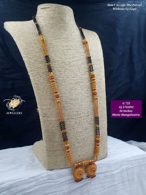 Black Beads Long Mangalsutra Design Gold, Golden Mangalsutra Designs, Long Mangalsutra Designs Gold Maharashtrian, Marathi Bride Jewellery, Marathi Mangalsutra Designs Gold, Temple Jewellery Mangalsutra, Mangalsutra Designs Gold Long, Mangalsutra Designs Long, Long Gold Mangalsutra