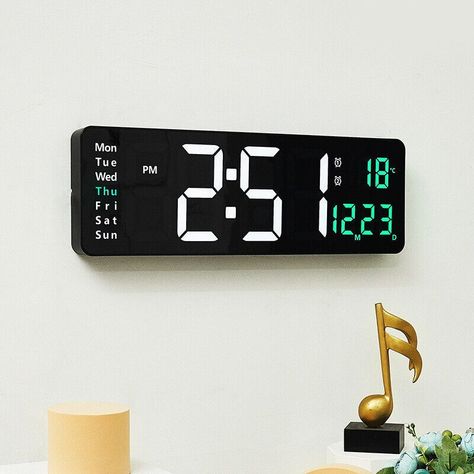 Large Led Digital Wall Clock Temperature Date Day Display Usb Remote Control Digital Clock Design, Table Alarm Clock, Wall Clock Digital, Large Wall Clock Modern, Wall Clock Unique, Led Wall Clock, Nova Launcher, Digital Wall Clock, Wall Watch