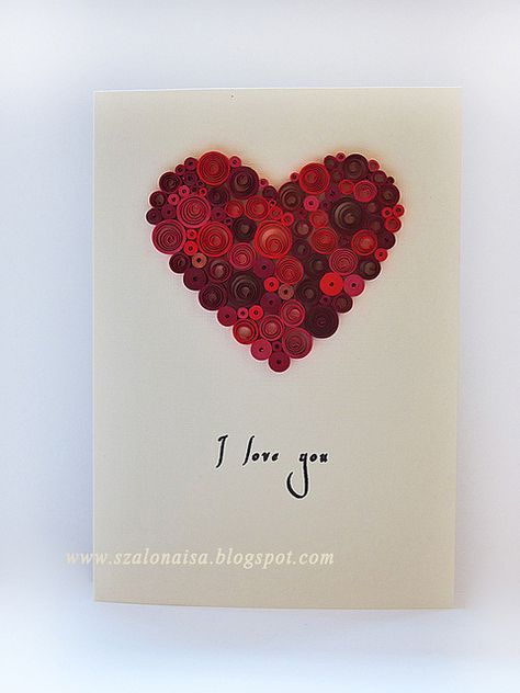 Quilled i love you card Quilling Love Cards, Craft With Quilling Paper, Quilling Ideas For Boyfriend, I Love You Cards, I Love You Card, Love Cards For Him Handmade, Valentine Handmade Gifts, Quilling Cards Ideas, Quilling Love