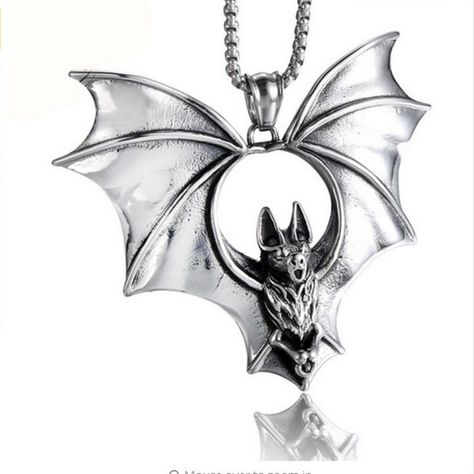 Overlord Bats Pendant Necklace Punk Stainless Steel Necklace & Pendant Men Jewellery Bat Jewelry, Rose Gold Chain Necklace, Bat Necklace, Vampire Bat, Goth Jewelry, Gothic Necklace, Vintage Punk, Rose Gold Chain, Pet Necklace